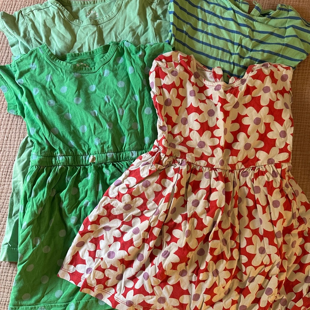Primary Green and Red Kids Dress Set